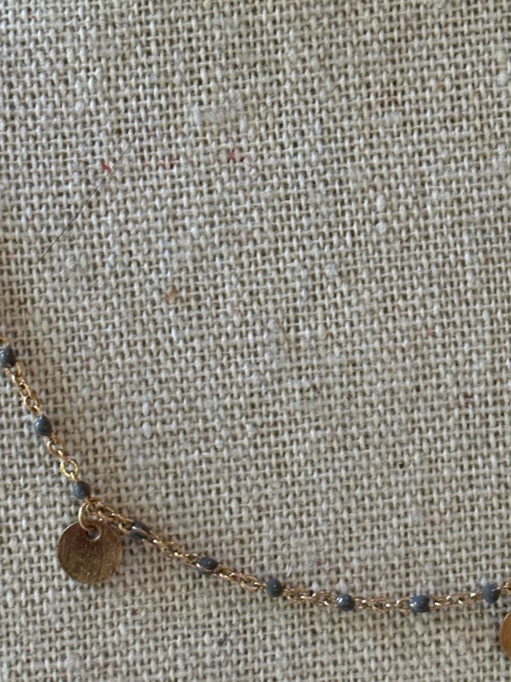 Handmade Tiny Disc Necklace with Blue Embelishment - Picture 2 of 7
